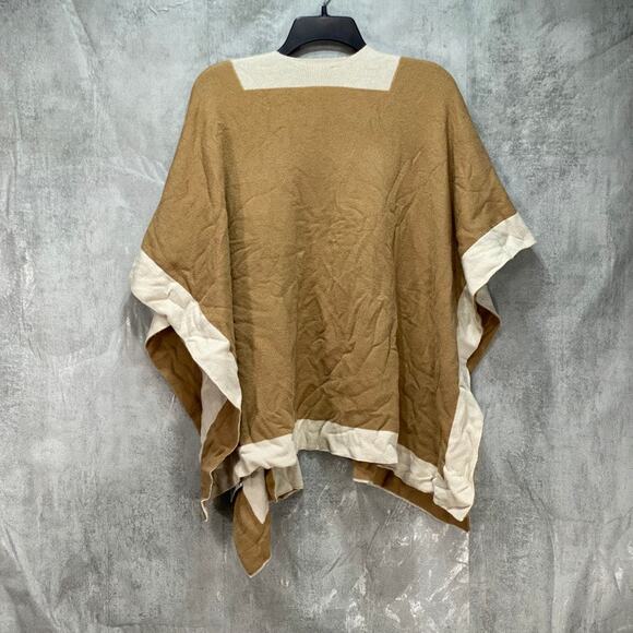 CHARTER CLUB Solid Tan Knit Reversible Poncho OS - Picture 1 of 6